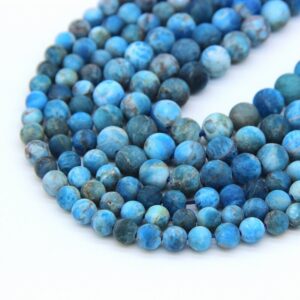 Matte Blue Apatite Beads 6mm 8mm Genuine Apatite Gemstone Blue Beads Blue Mala Beads Blue Semi Precious Stone Apatite Loose Beads Supplies