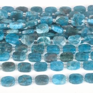 Natural Blue Apatite Faceted Rectangle Beads - 8x10mm Gemstone Beads - Jewelry Material Supplies - Gemstone For Jewelry Making