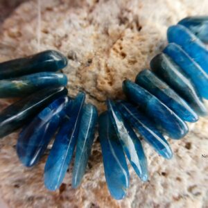 Neon Blue Apatite 14-23mm Stick Beads-2in Strand Focal Spike Gemstone- Craft Beads-jewelry Making
