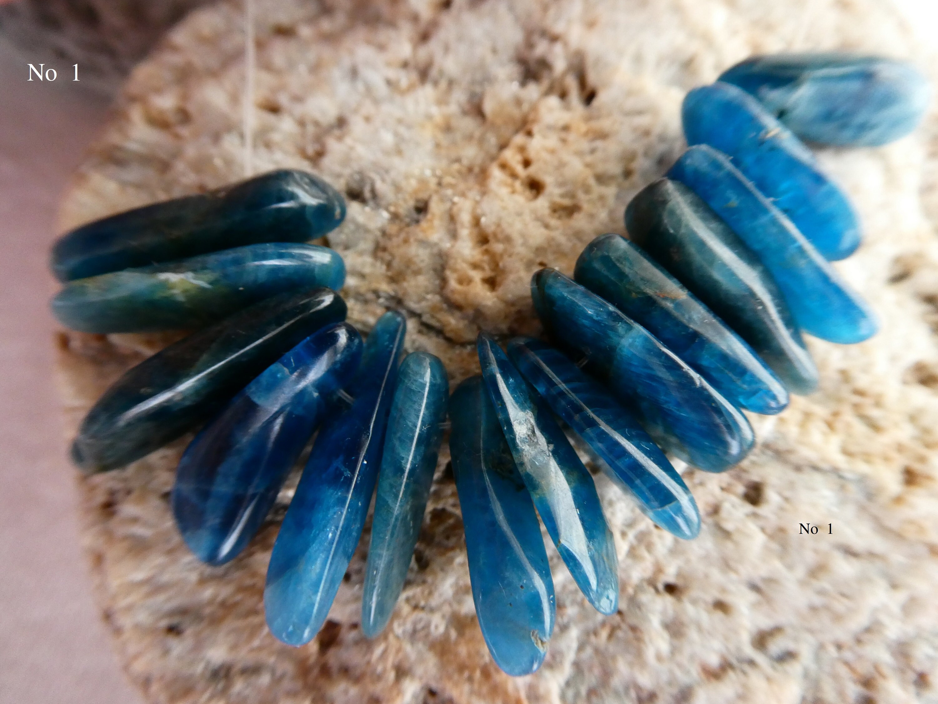 Neon Blue Apatite 14-23mm Stick Beads-2in Strand Focal Spike Gemstone- Craft Beads-jewelry Making