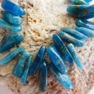 Neon Blue Apatite 10-14mm Stick Beads- 3in Strand-spike Craft Natural Beads-gemstone Jewelry Making