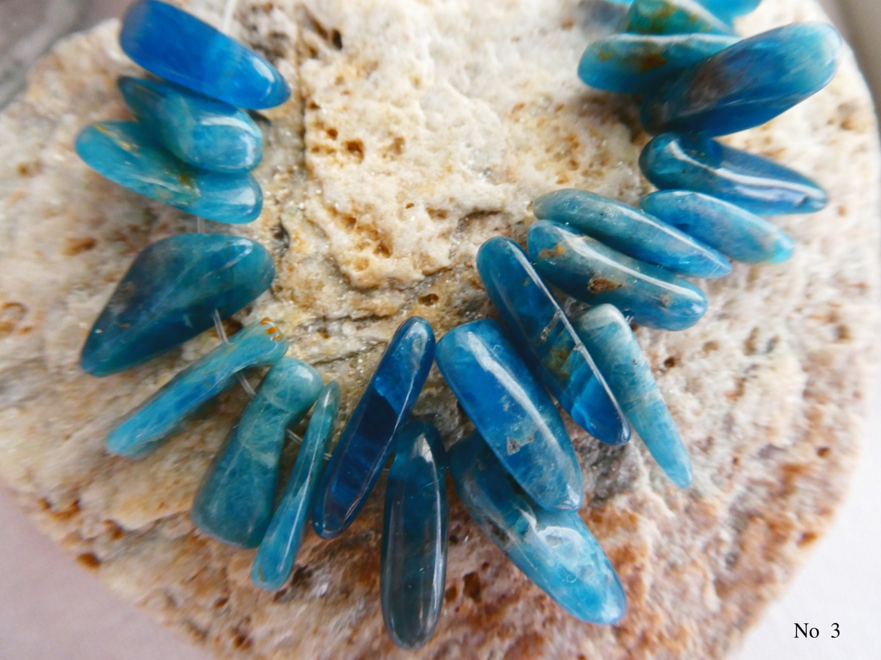 Neon Blue Apatite 10-14mm Stick Beads- 3in Strand-spike Craft Natural Beads-gemstone Jewelry Making