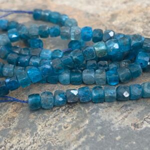 Neon Apatite Cube Beads, Faceted, 3.5mm, 15.5 inch strand