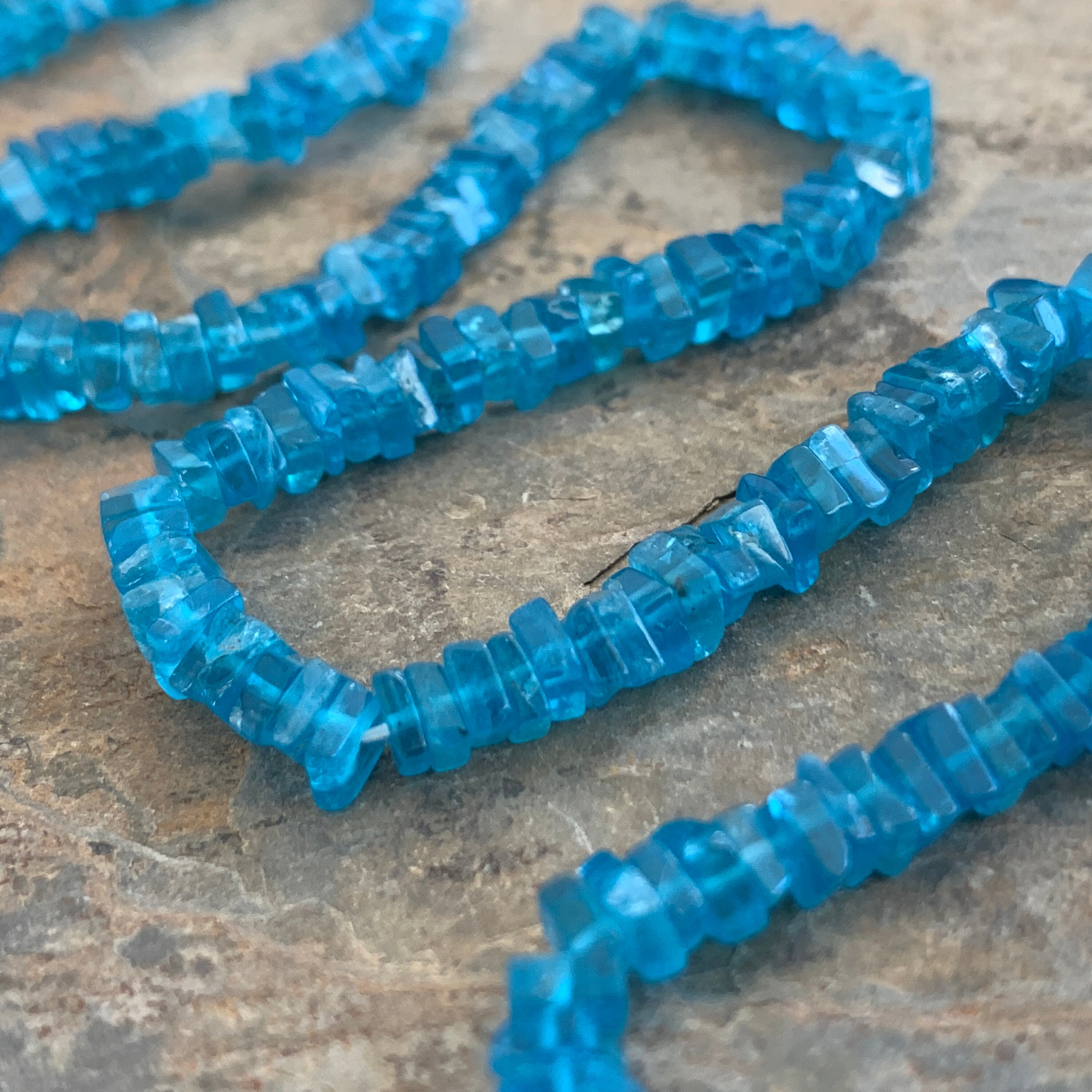 Neon Apatite Square Heishi Beads, Grade Aa, 4 X 2mm, 16.5 Inch Strand