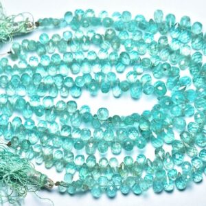 Neon Apatite Teardrop Beads - 7 inches - Natural Smooth Faceted Apatite Tear Drop  Briolettes - Size is 3x5 - 5x7.5 mm #2449