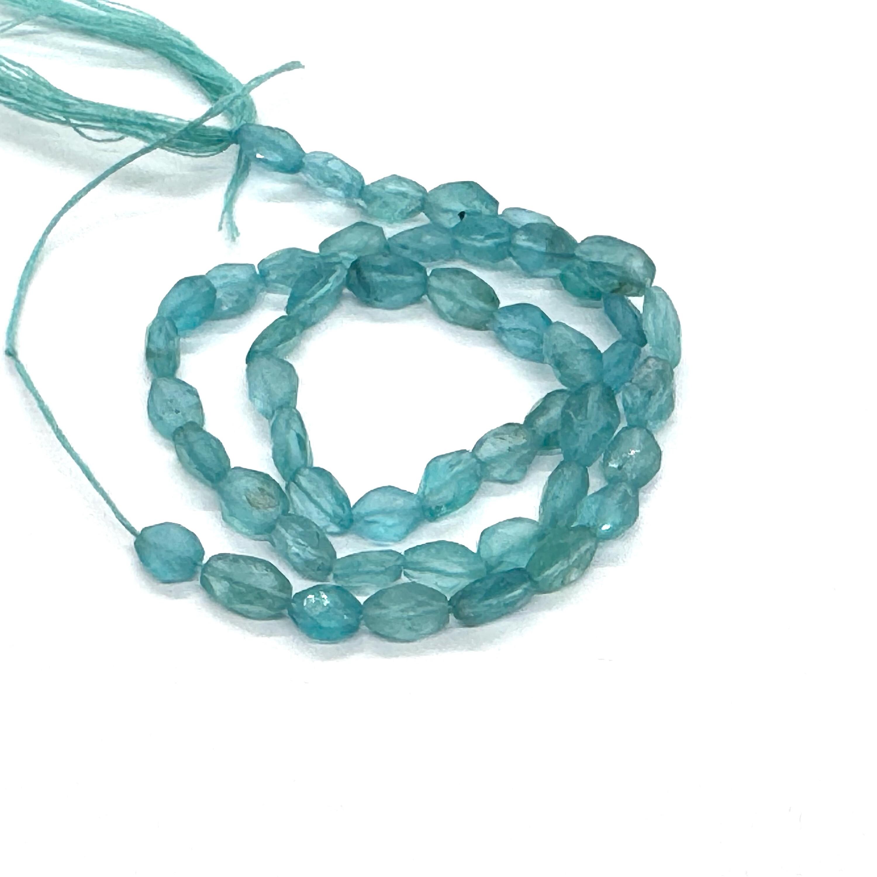 Apatite Oval Beads, Faceted, 6 X 4 X 3mm Approximately , 13 Inch Strand