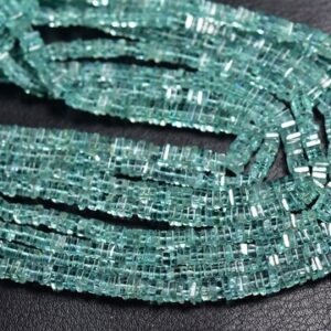 Superb Quality Seafoam Apatite Square Heishi Beads - 16 inches- Natural Beautiful Blue Apatite Smooth Square Heishi Size is 3 - 3.5 mm #2417