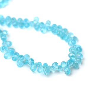 Sky Apatite Faceted Briolette Drops Beads, 6x4 Mm To 4x7 Mm, Sky Apatite Drops, Apatite Jewelry Making Gemstone Beads, 7 Inch Full Strand