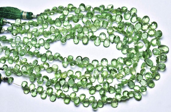 Super Quality Green Apatite Pear Beads - 9 Inches - Beautiful Natural Faceted Apatite Pear Briolette - Size Is 4x6 - 5x8 Mm #2447