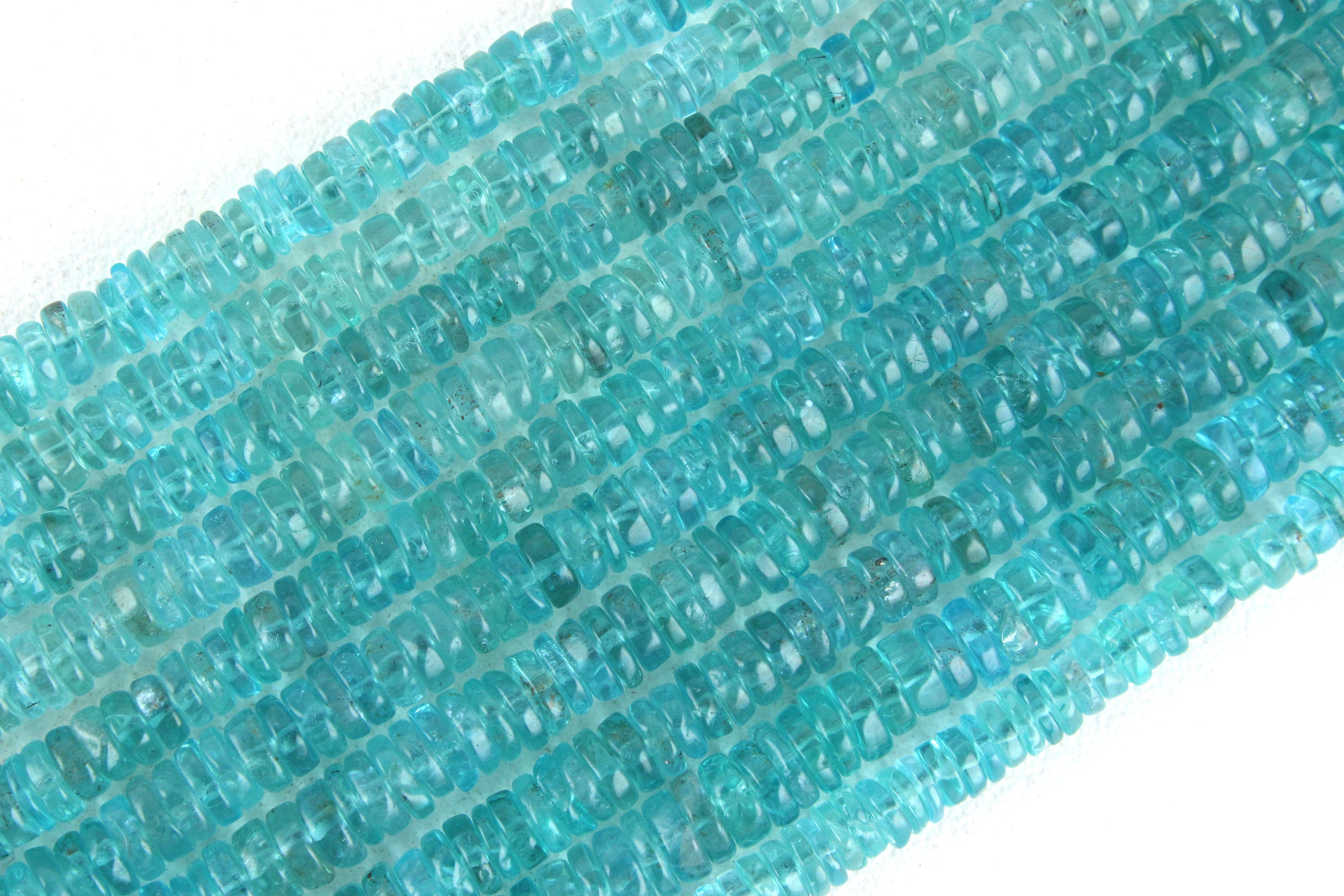Apatite Tire Beads: Smooth Gemstone Birthstone Beads (4-7 Mm, 13" Long)