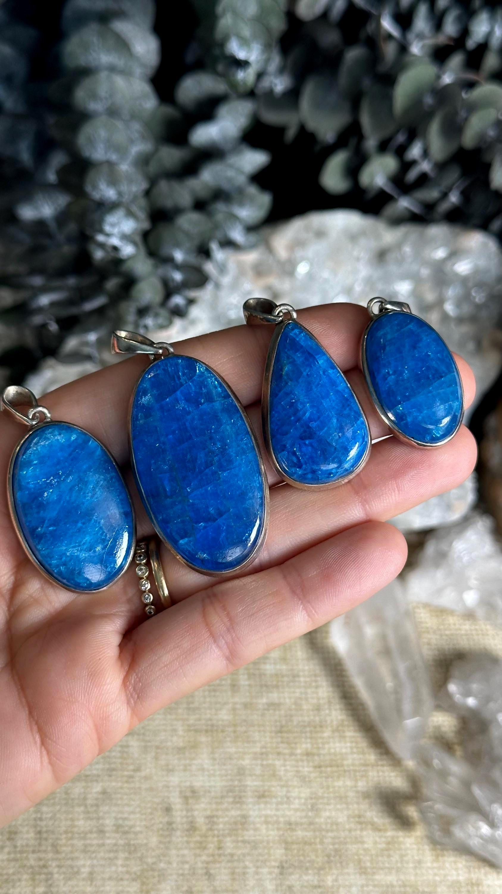 Blue Apatite .925 Sterling Silver Pendant Necklace