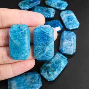 Blue Facted Octagon Apatite Pendant Grade AA Genuine Natural One of a Kind Gemstone