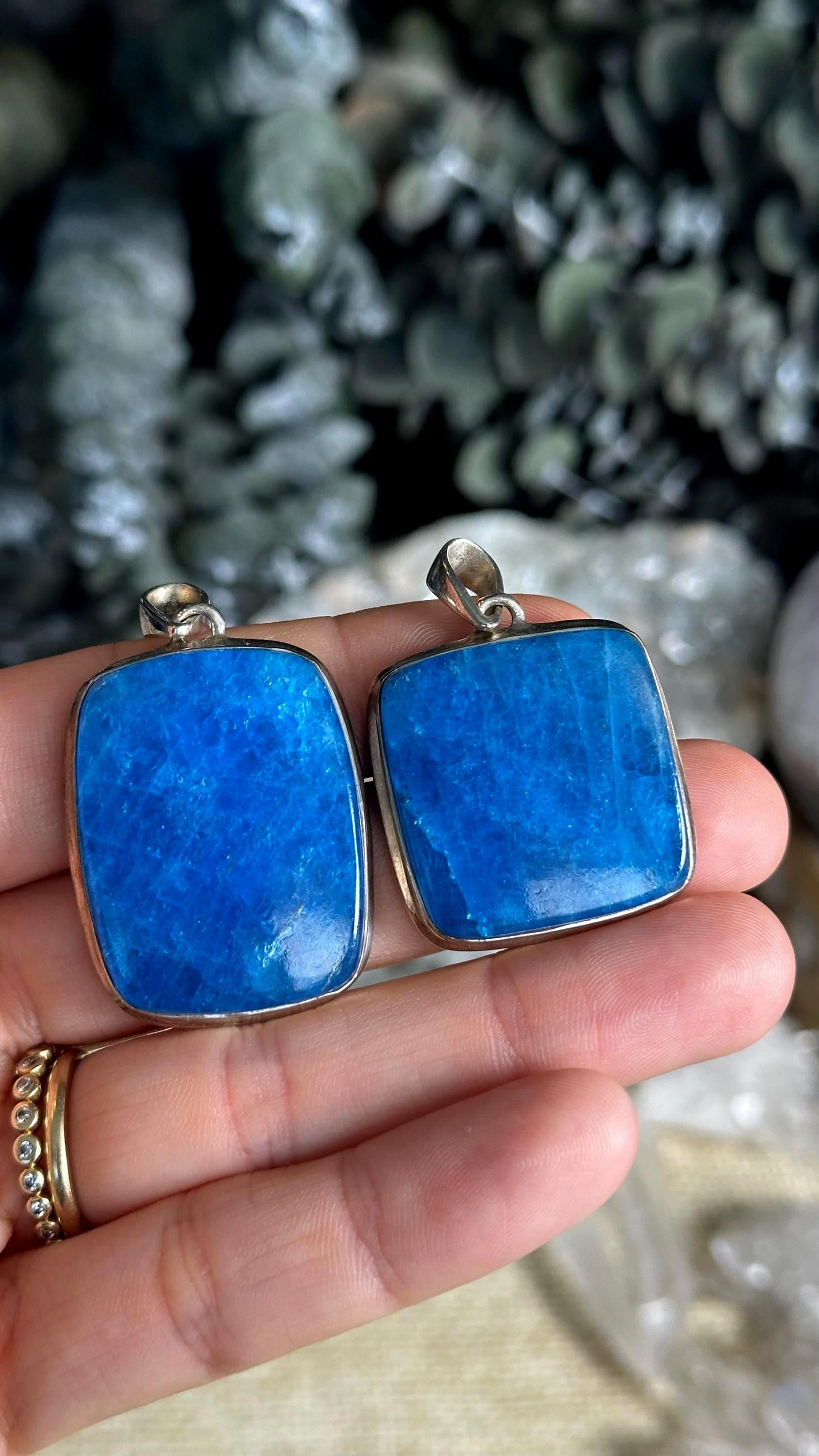 Blue Apatite Sterling Silver Pendant Necklace