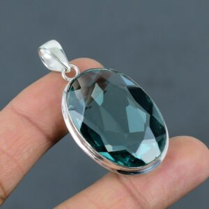 Faceted Apatite 925 Sterling Silver Pendant - Handmade Oval Gemstone