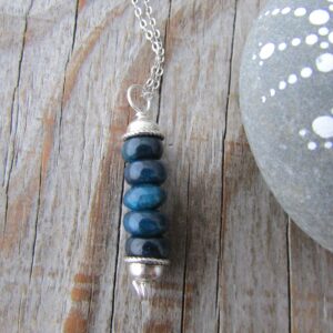 Apatite Pendant: Five Stone, Sterling Silver Necklace