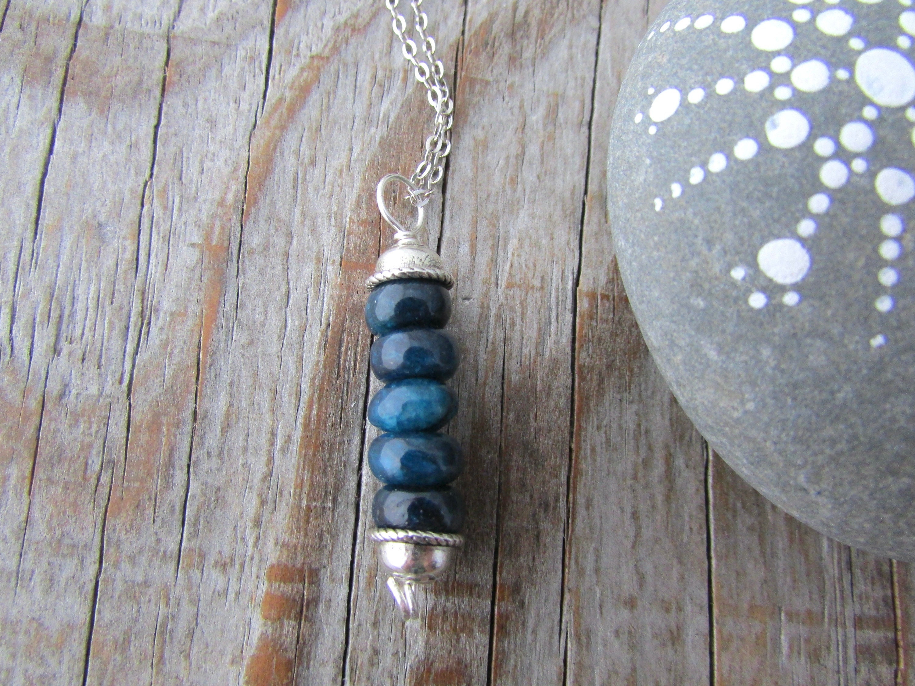 Apatite Pendant: Five Stone, Sterling Silver Necklace