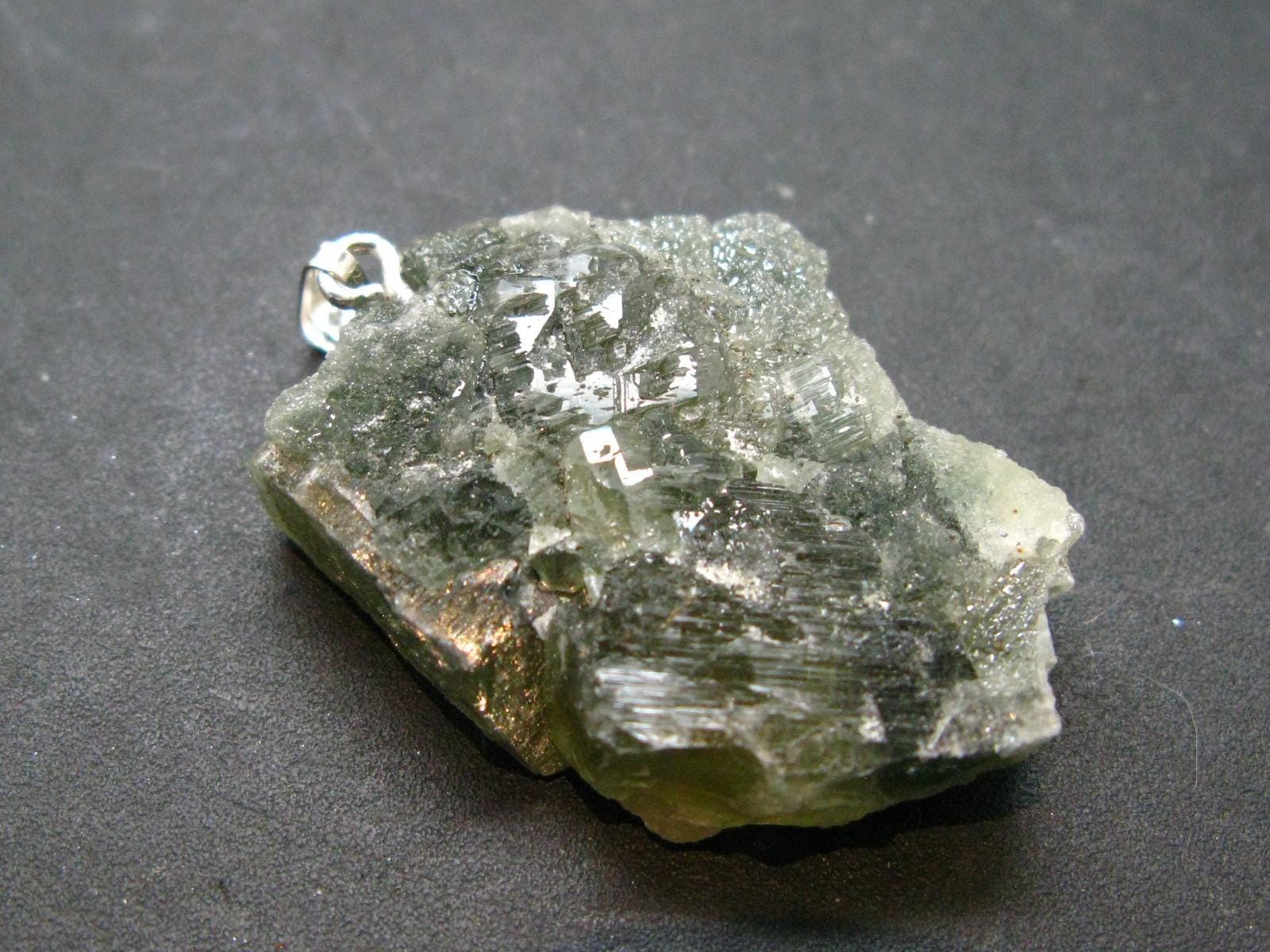 Green Apatite Crystal Silver Pendant From Portugal - 1.6" - 12.83 Grams