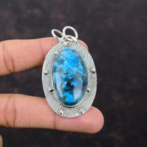 Handmade Neon Apatite 925 Sterling Silver Pendant: Boho Gemstone Jewelry