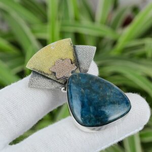 Handmade Neon Apatite Sterling Silver Pendant: Bridal Gemstone Jewelry