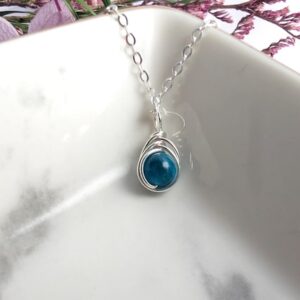 APATITE Minimalist Dainty Sterling Silver Pendant | Wire Wrapped Jewelry