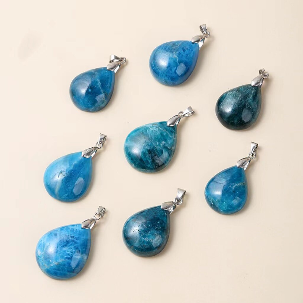 Natural Blue Apatite Teardrop Pendants,blue Apatite Necklace Pendants Supply，5 Pendants