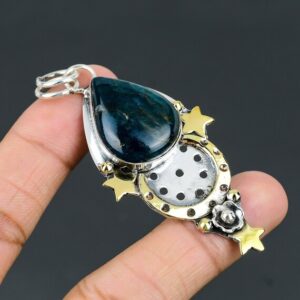 Neon Apatite Star Pendant: 925 Sterling Silver, 18K Gold Plated