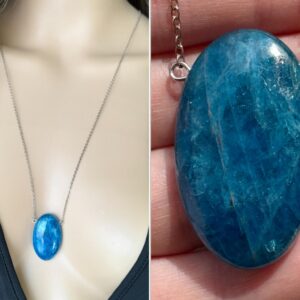 Raw Apatite Necklace Blue Apatite Crystal Pendant, Big Blue Stone Necklace Silver, Apatite Jewelry, Blue Gemstone Necklace, This Exact Stone