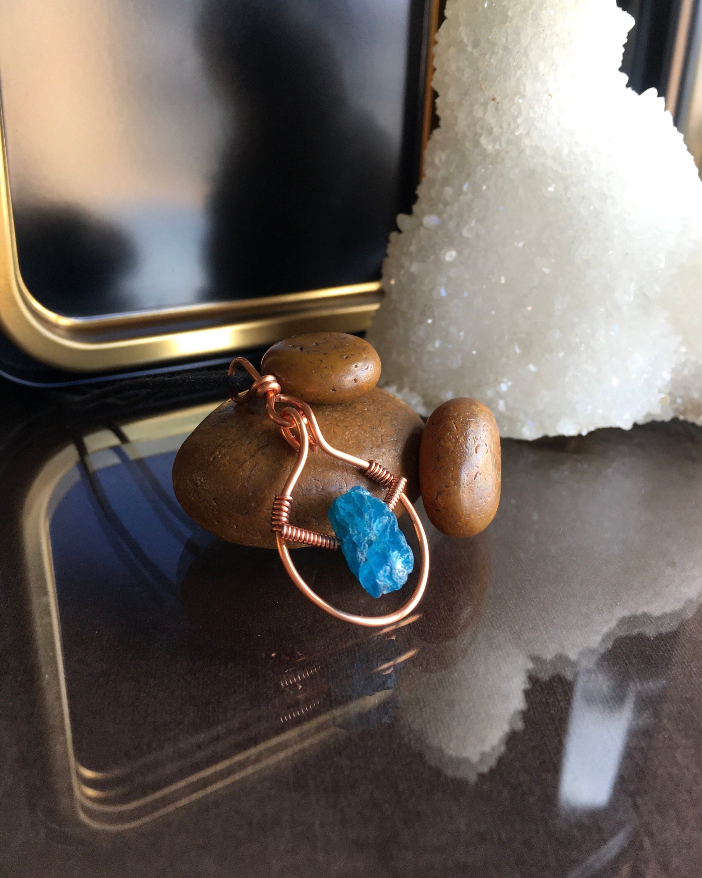 Raw Apatite Pendant Necklace, Gift Boxed Raw Apatite Pendant Necklace, Gift Boxed