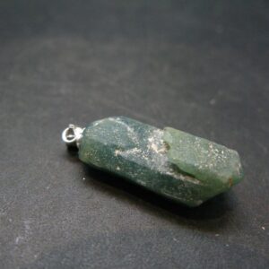 Unpolished Terminated Neon Blue Apatite Silver Pendant From Brazil - 1.2" - 4.54 Grams