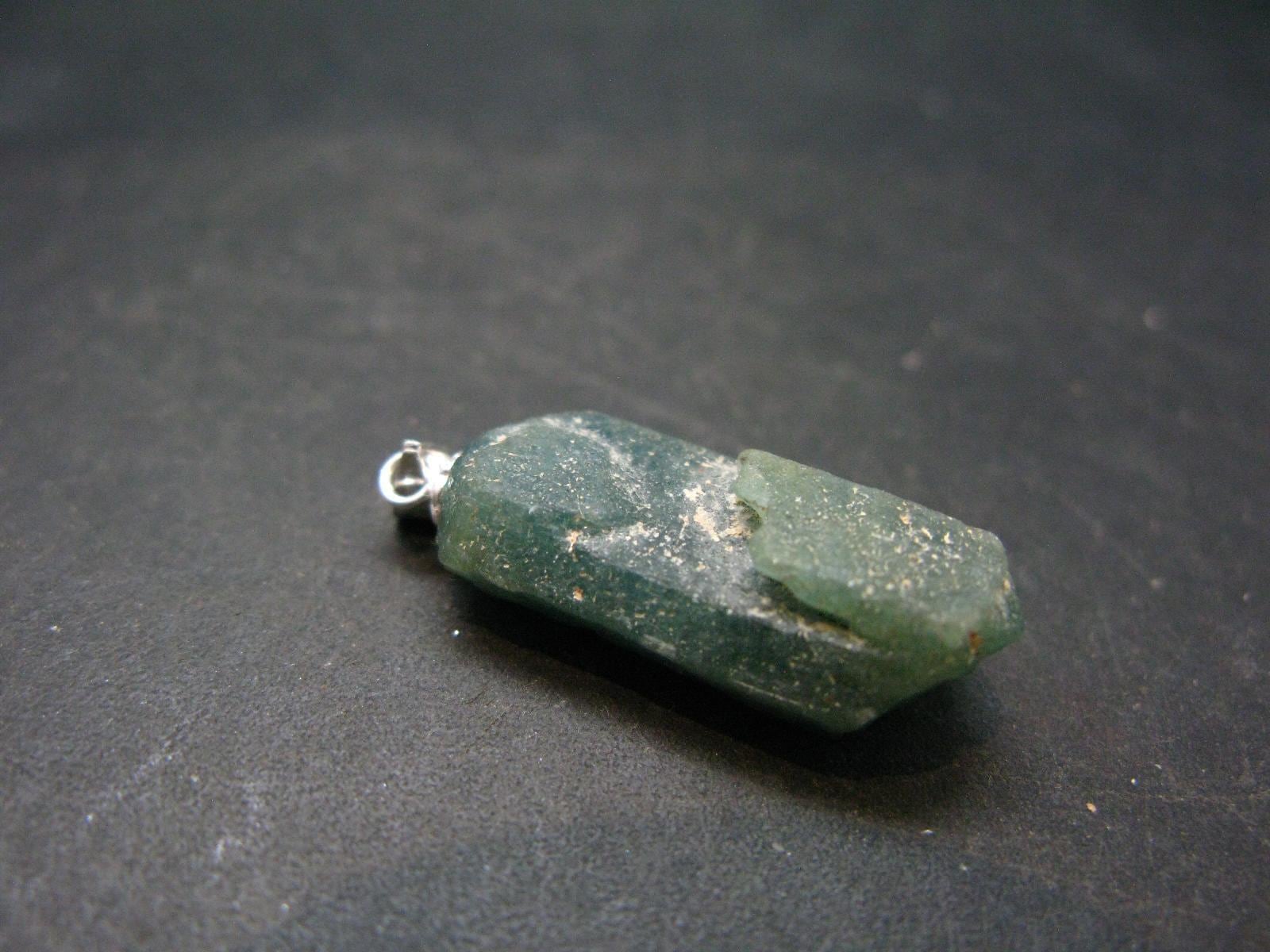 Unpolished Terminated Neon Blue Apatite Silver Pendant From Brazil - 1.2" - 4.54 Grams Unpolished Terminated Neon Blue Apatite Silver Pendant From Brazil - 1.2" - 4.54 Grams