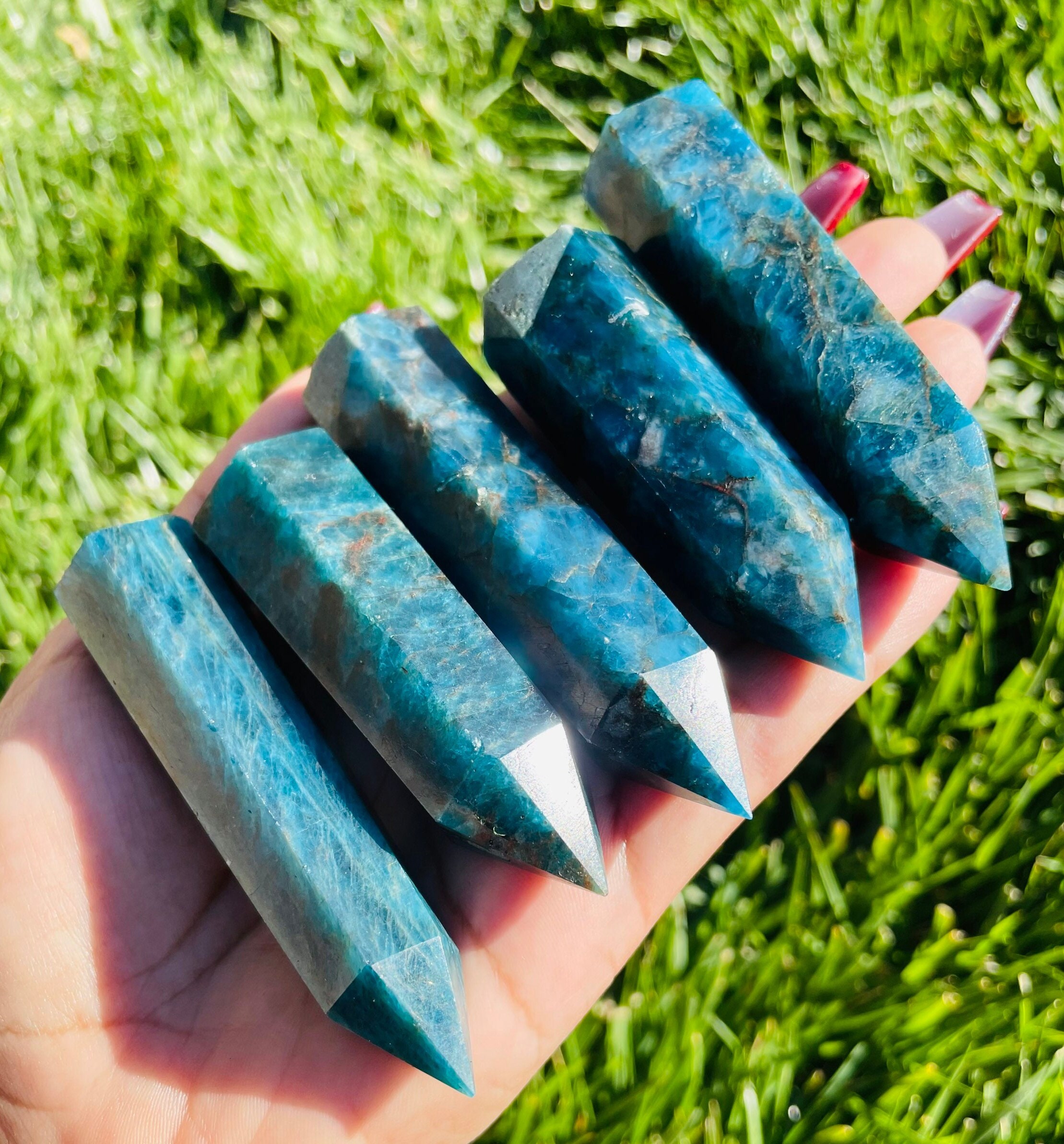 Blue Apatite Crystal Tower: Polished Gemstone Point Blue Apatite Crystal Tower: Polished Gemstone Point