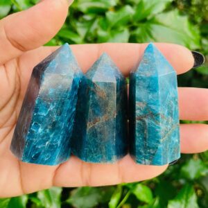 Small Blue Apatite Crystal Tower: Short Polished Gemstone Point
