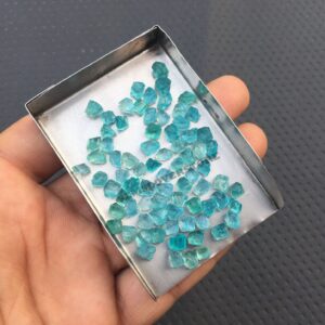 50 Tiny Raw Blue Apatite Gemstones: 2-4mm Rough Stone Bulk Lot