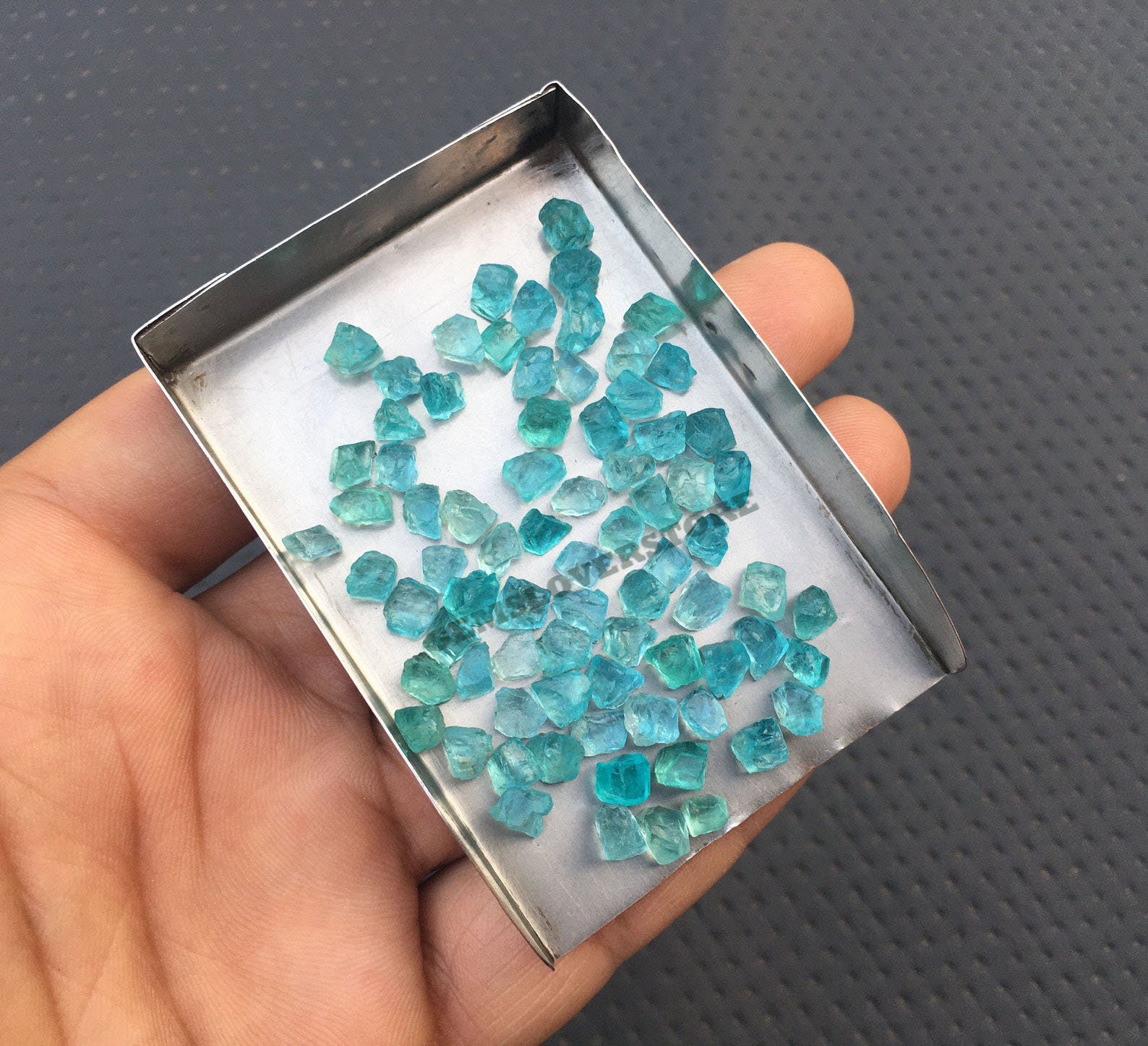50 Tiny Raw Blue Apatite Gemstones: 2-4mm Rough Stone Bulk Lot