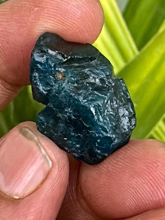 Raw Blue Apatite Crystal: Dark Apatite Stone