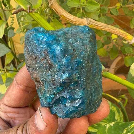 Raw Blue Apatite Crystal: Rough Apatite Stone
