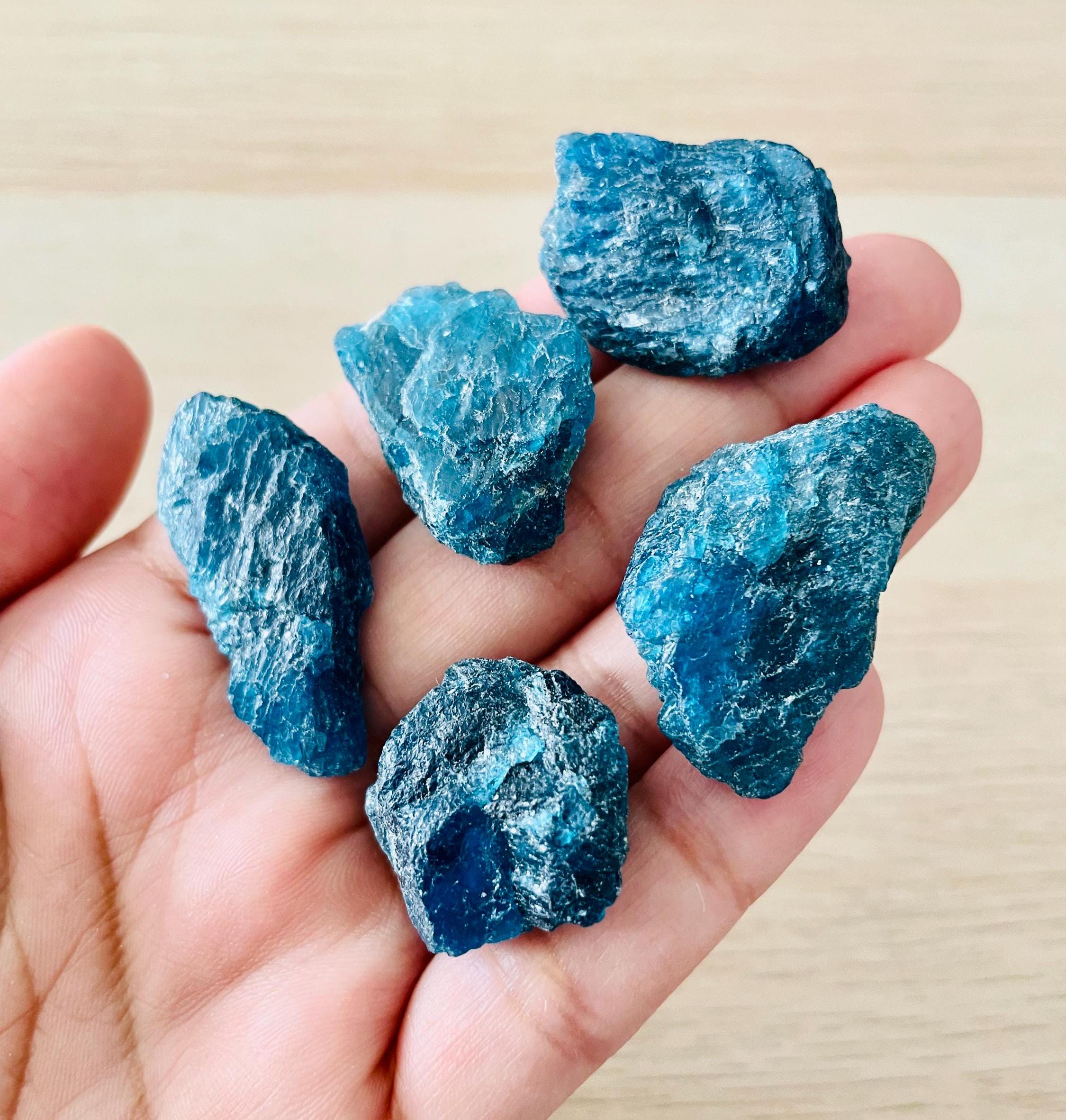 Raw Apatite Crystal Lot: Neon Blue Gemstones (57.8g)