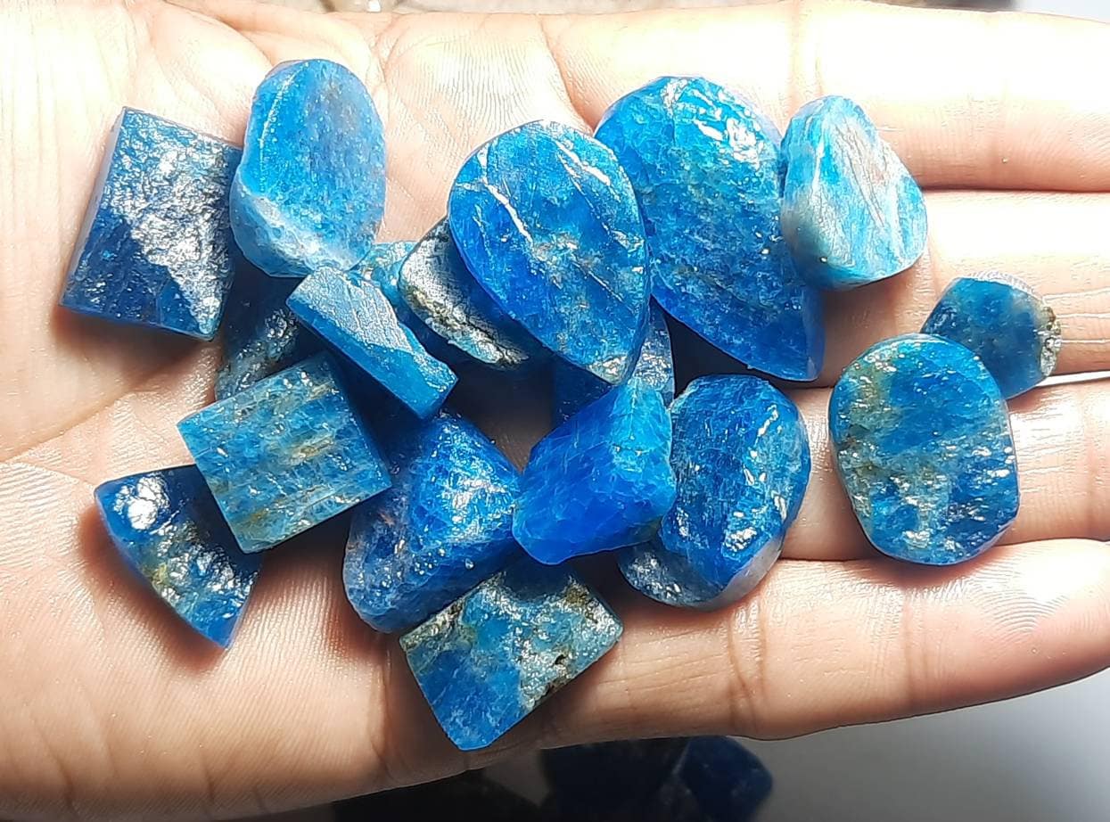 Natural Apatite Druzy Gemstone: Unpolished Rough Slices