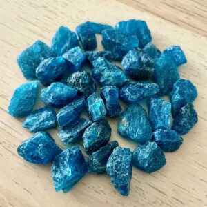 Neon Blue Apatite Crystal Lot (45.3g): Raw Gemstone Set