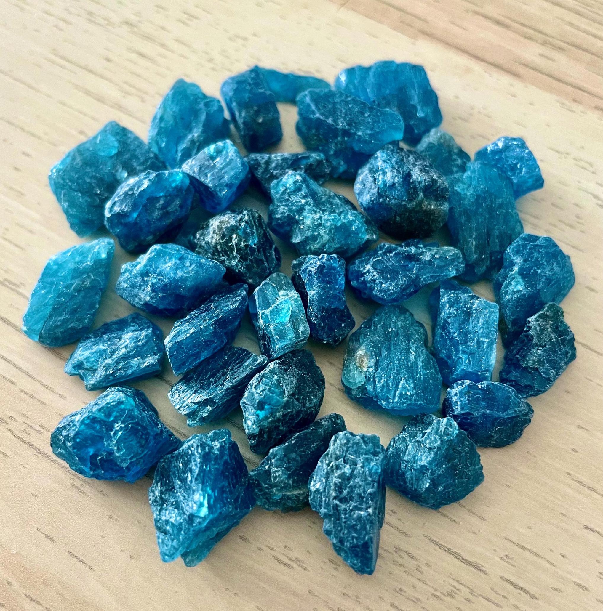 Neon Blue Apatite Crystal Lot (45.3g): Raw Gemstone Set Neon Blue Apatite Crystal Lot (45.3g): Raw Gemstone Set