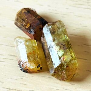 Xs Dark Brown Yellow Apatite Crystal (8.8g) 3 Pieces Gold Raw Apatite Natural Durango Mexico Gem Stones Rough Crystal