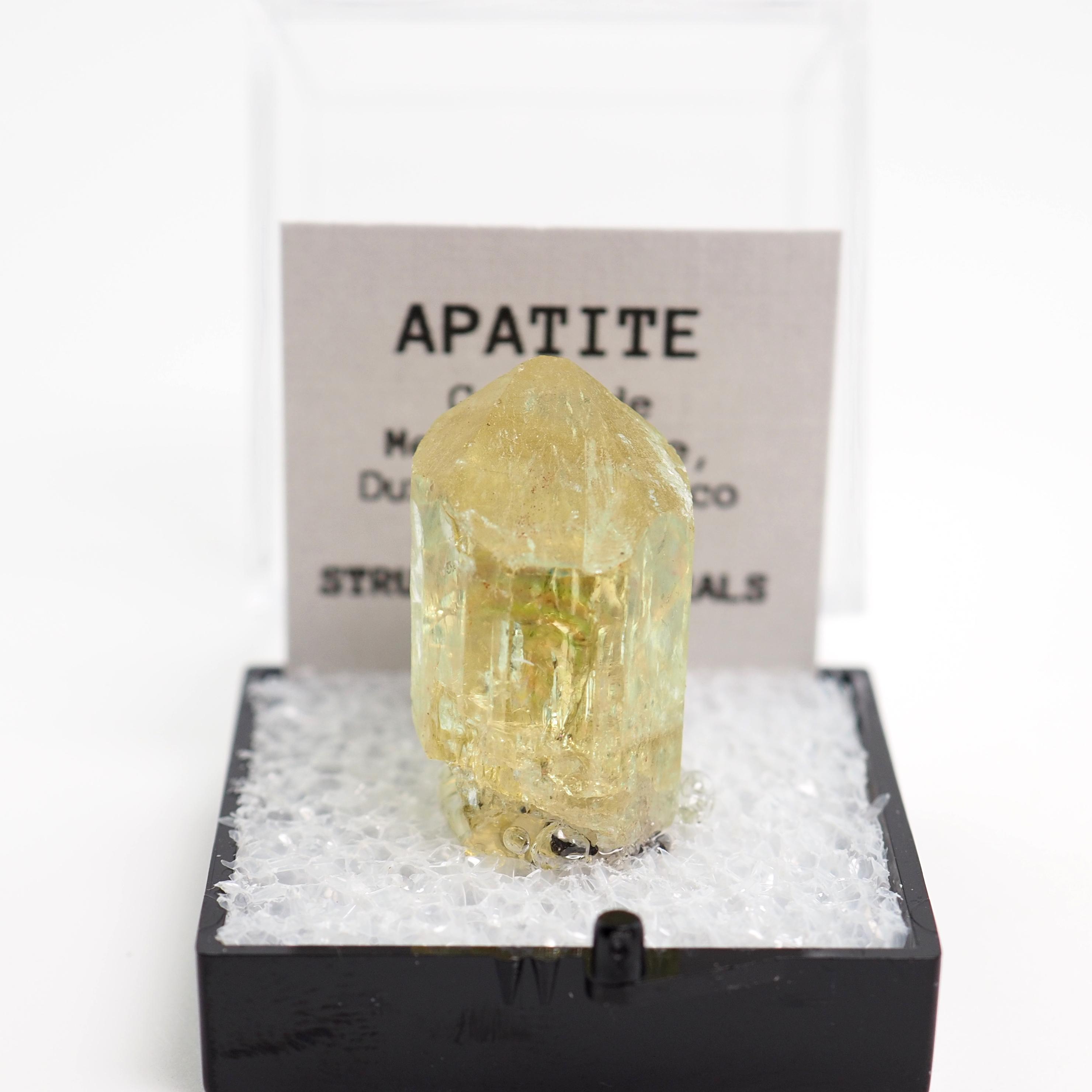 Yellow Apatite Crystal Mexico Thumbnail Mineral Specimen Perky Box