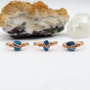 Blue Apatite Ring, Copper Wire Wrapped Ring Blue Apatite Ring, Copper Wire Wrapped Ring