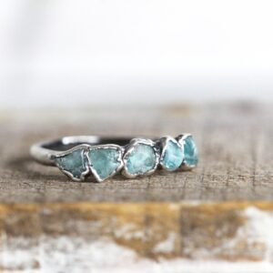Blue Apatite Ring - Raw Crystal - Multi Stone Stone Stacker Blue Apatite Ring - Raw Crystal - Multi Stone Stone Stacker