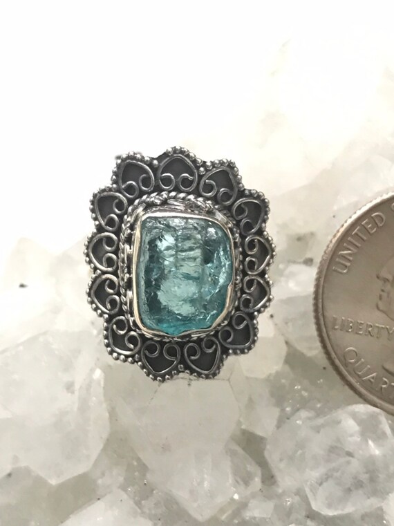 Blue Rough Apatite Ring Size 7