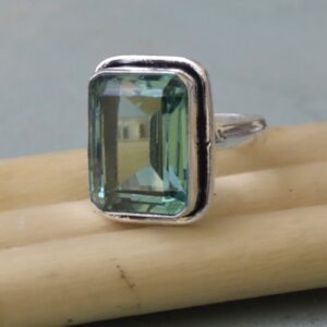 Cushion Cut Apatite Quartz Ring: Sterling Silver Statement Jewelry Cushion Cut Apatite Quartz Ring: Sterling Silver Statement Jewelry