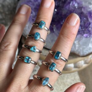 Faceted Apatite ring, .925 sterling silver ring Faceted Apatite ring, .925 sterling silver ring
