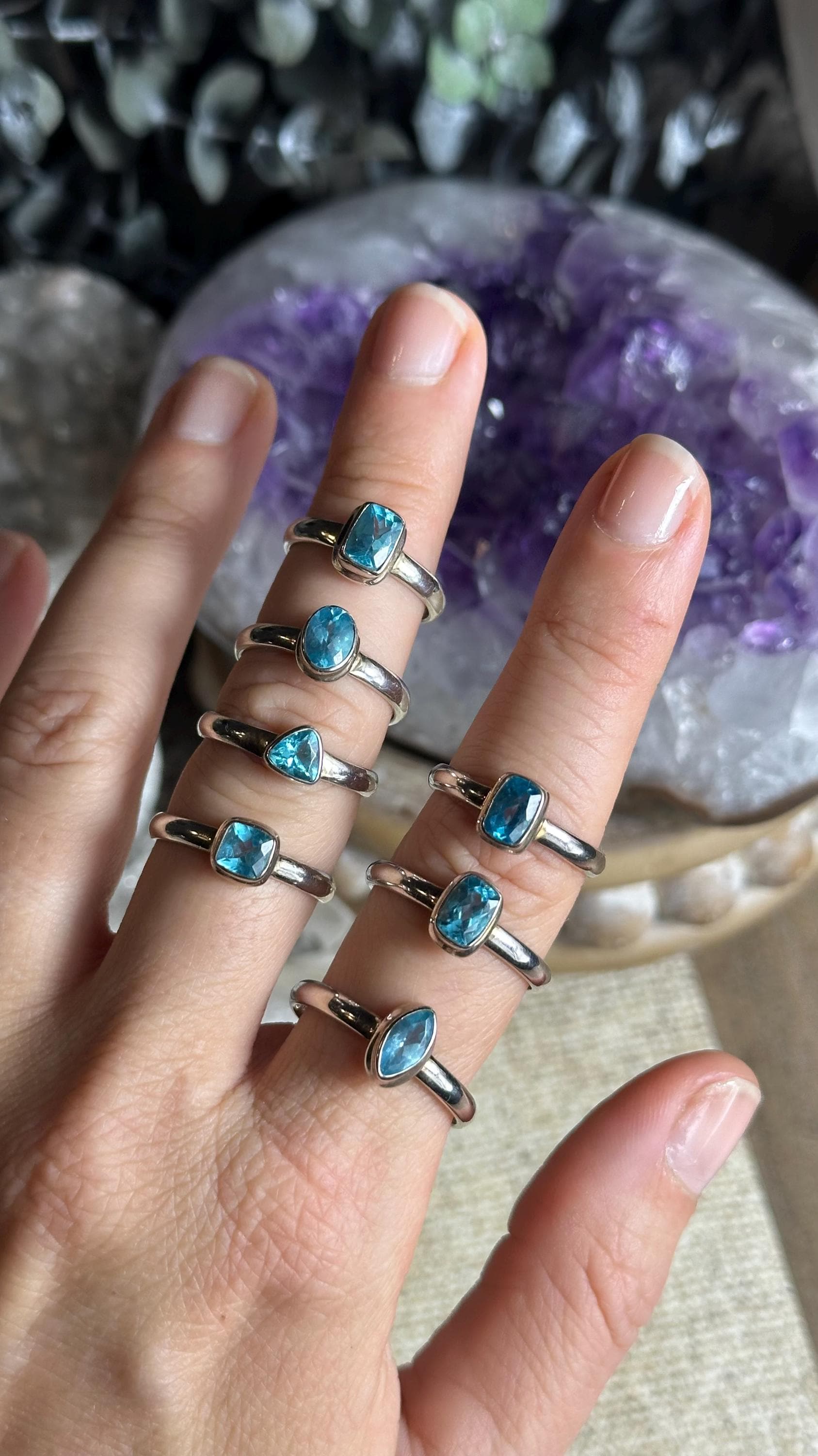 Faceted Apatite  Ring,  .925 Sterling Silver Ring
