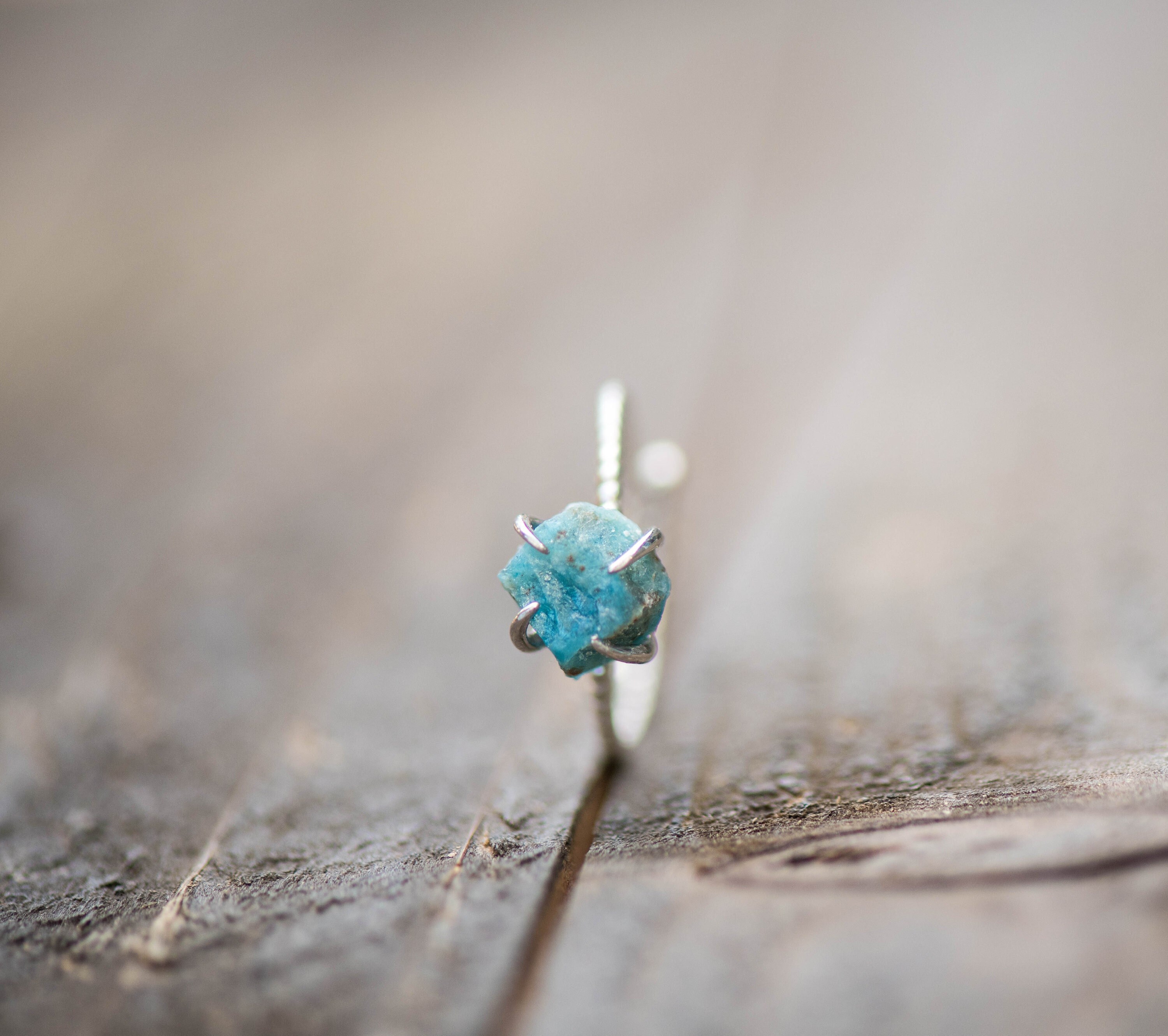 Gemstone Ring, Raw Gemstone Ring, Apatite Ring, Raw Stone Ring, Crystal Ring, Silver Adjustable Gemstone Ring, Crystal Ring, Blue Stone Ring