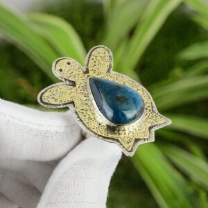 Handmade Neon Apatite Ring: 18K Gold Plated Sterling Silver Flower Ring Handmade Neon Apatite Ring: 18K Gold Plated Sterling Silver Flower Ring